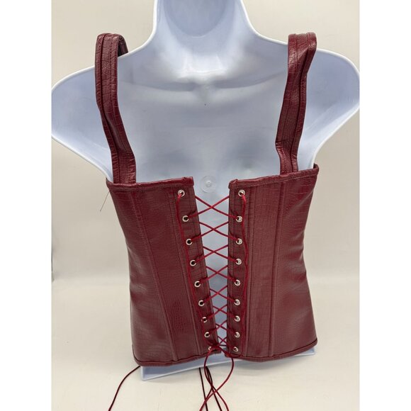 Charmian Womens Irresistible Fashion Corset Thong Matching Set Sz S Red Croc NWT - Picture 8 of 13